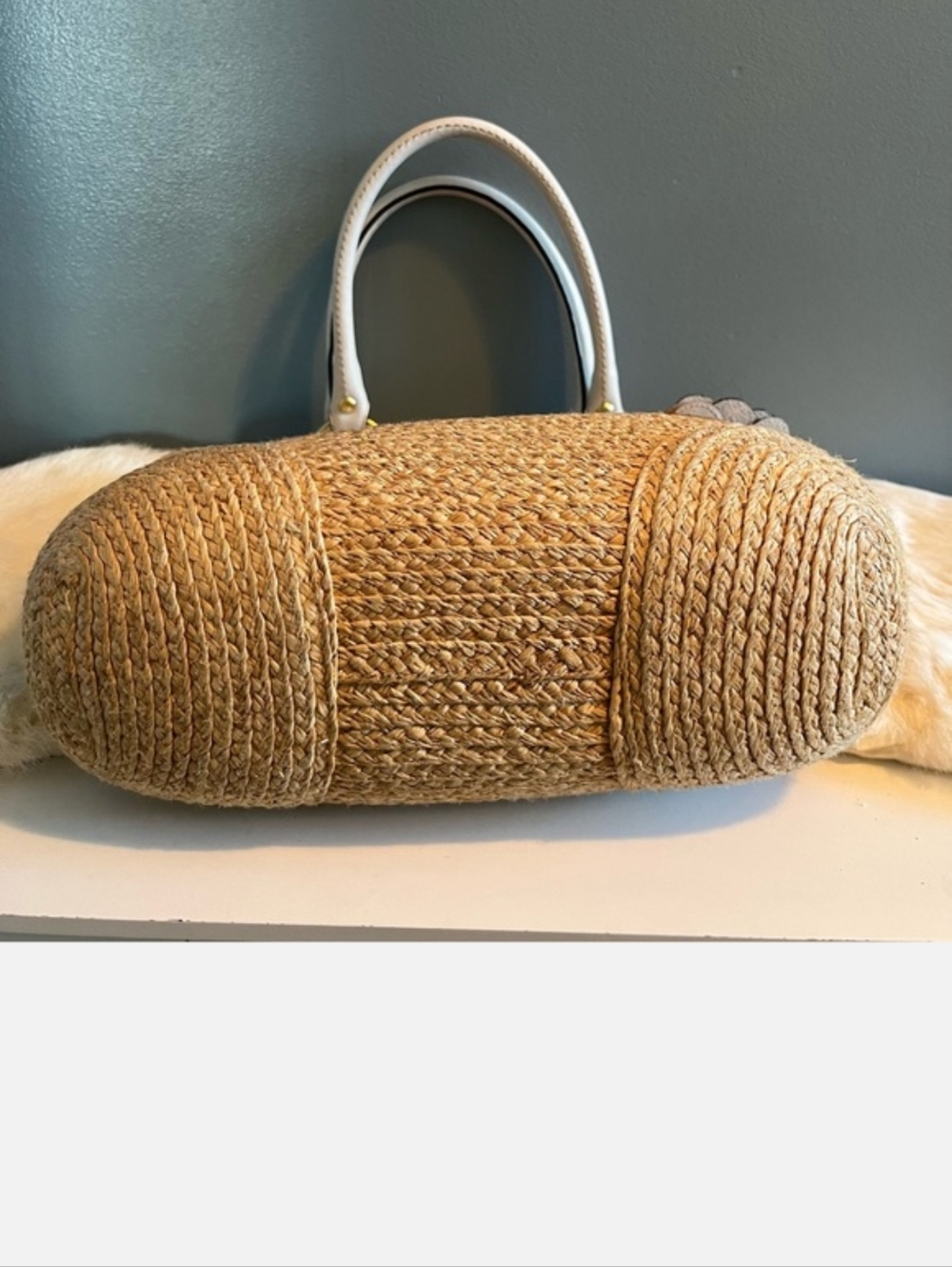 Coach Bleecker Natural Straw Leather Flower Tote - Picture 6 of 12